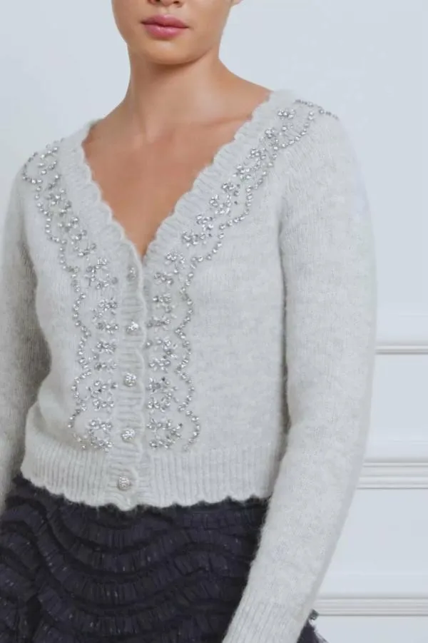 Women Needle and Thread Embellished VNeck Short Cardigan Grey Women Needle and Thread Embellished VNeck Short Cardigan Grey