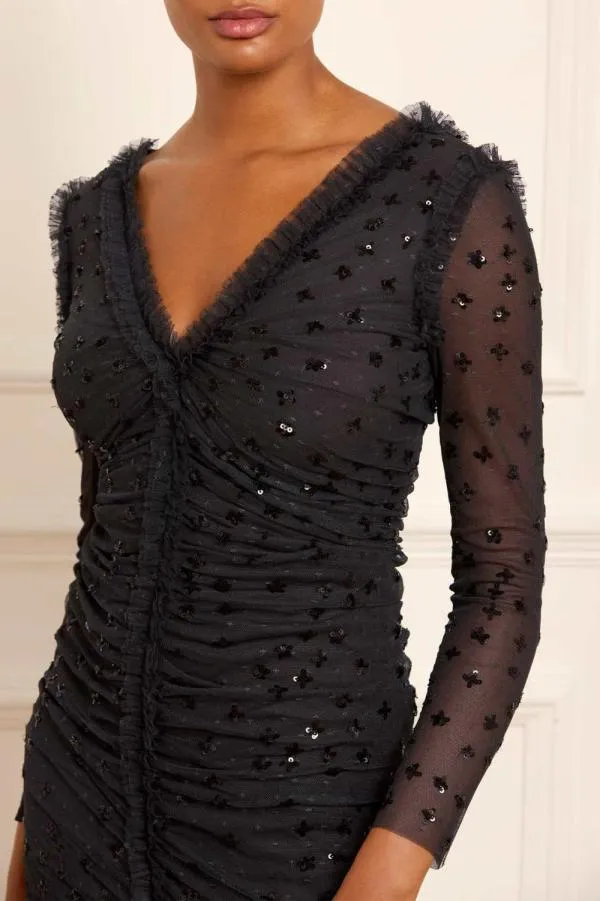 Women Needle and Thread Scatter Sequin Long Sleeve Ankle Gown Black Women Needle and Thread Scatter Sequin Long Sleeve Ankle Gown Black
