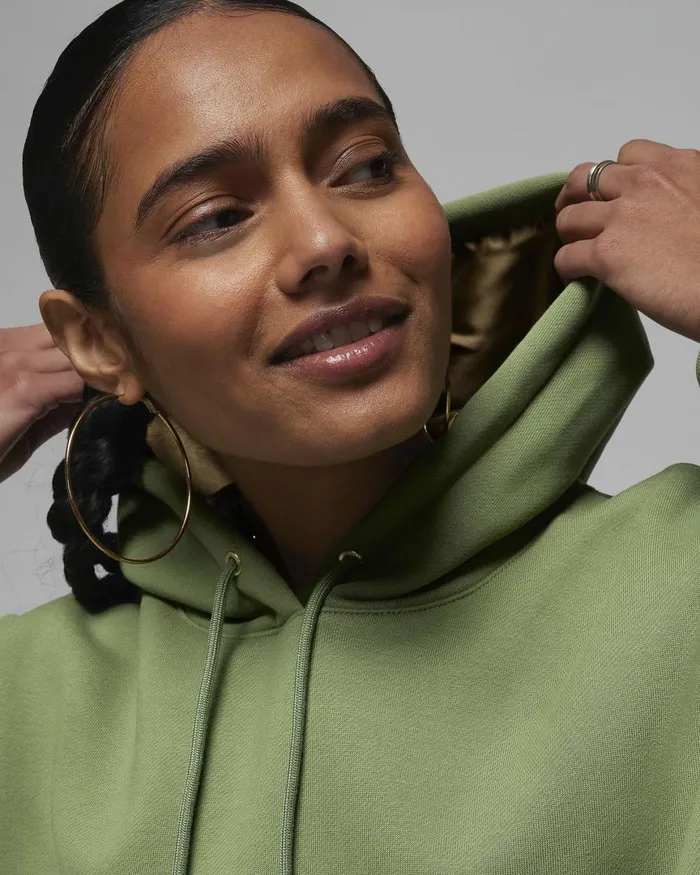Women Nike All Clothing Jordan Flight Fleece Sky J Light Olivebrown Kelp