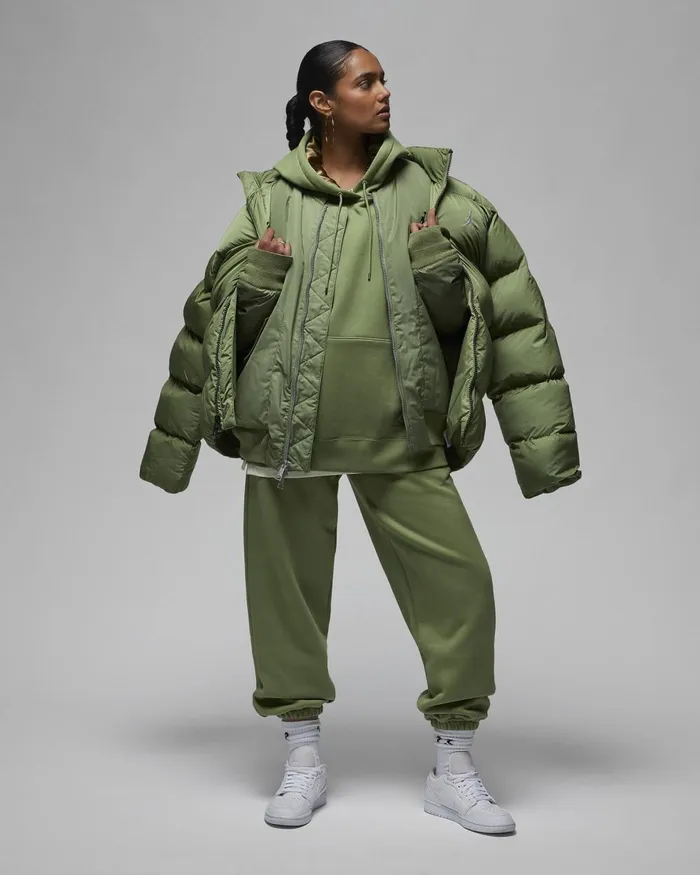 Women Nike All Clothing Jordan Flight Fleece Sky J Light Olivebrown Kelp