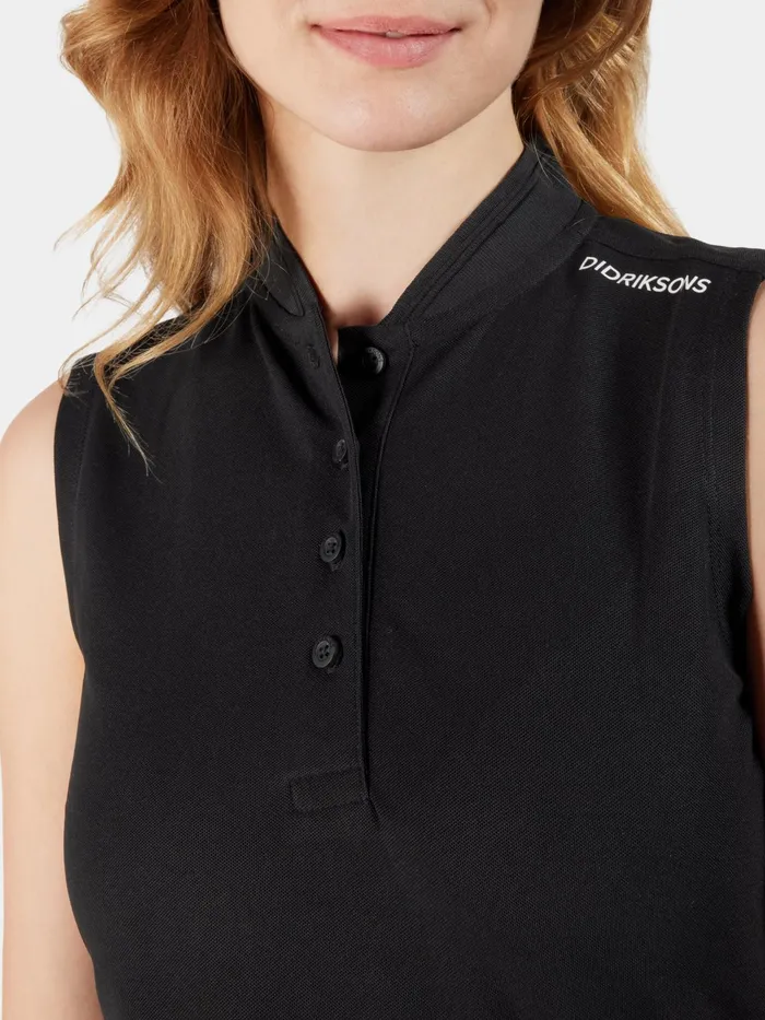 Women Nikki Sleeveless Polo Black Didriksons TShirts