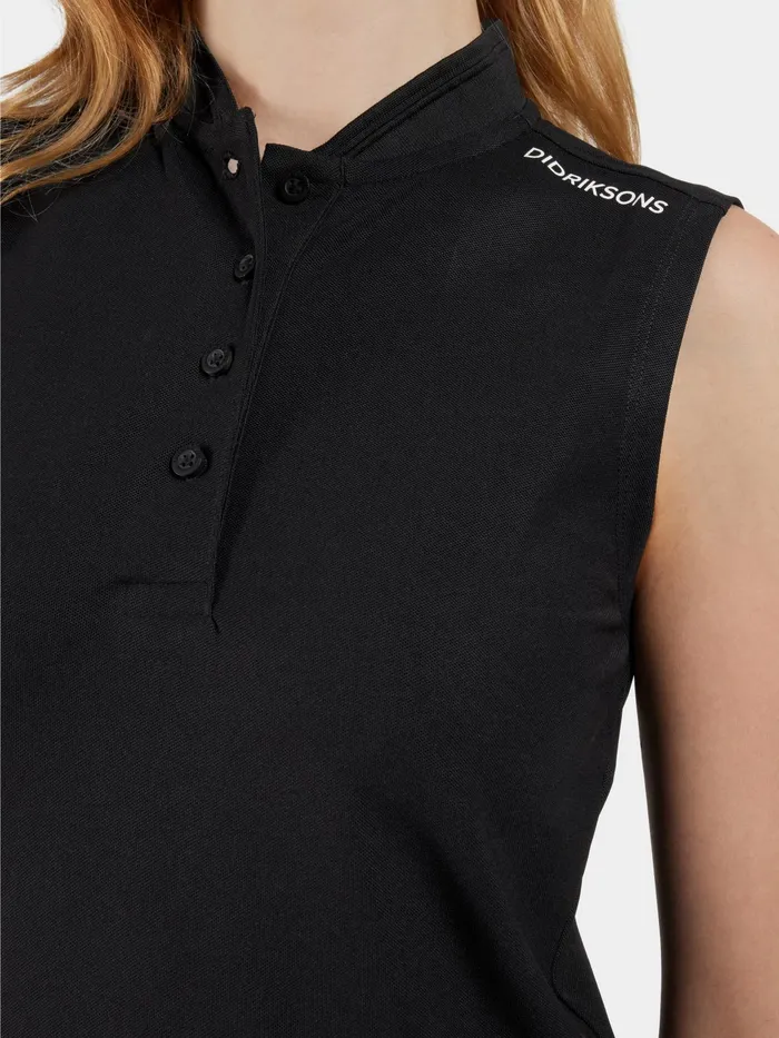 Women Nikki Sleeveless Polo Black Didriksons TShirts