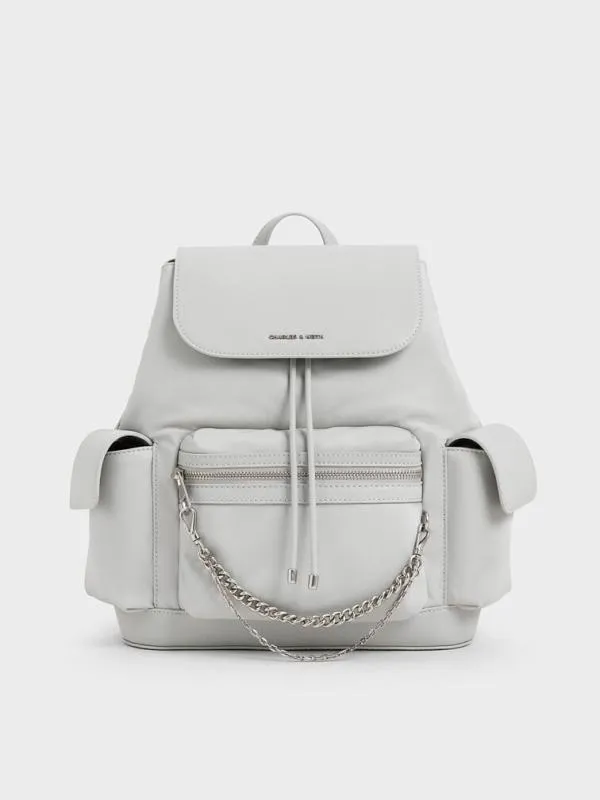 Women Nylon Puffy ChainLink Backpack 8211 Light Grey CHARLES and KEITH Backpacks Women Nylon Puffy ChainLink Backpack 8211 Light Grey CHARLES and KEITH Backpacks