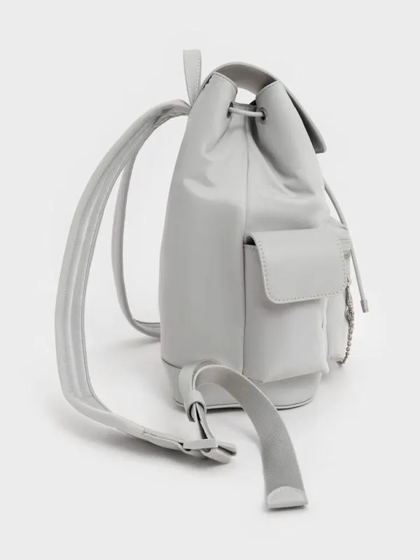 Women Nylon Puffy ChainLink Backpack 8211 Light Grey CHARLES and KEITH Backpacks