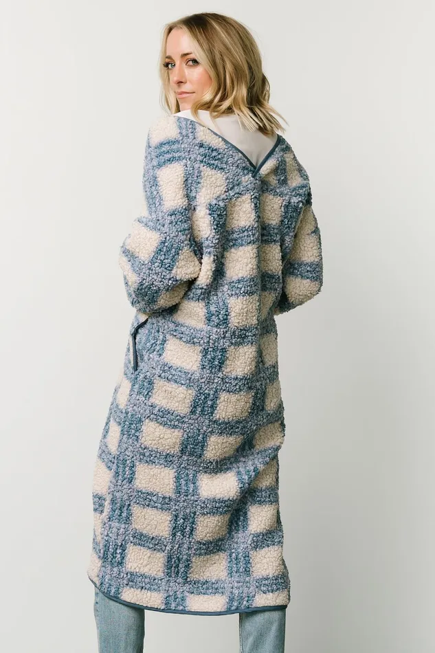 Women Outerwear Baltic Born Breckenridge Sherpa Long Cardigan Blue Plaid Women Outerwear Baltic Born Breckenridge Sherpa Long Cardigan Blue Plaid