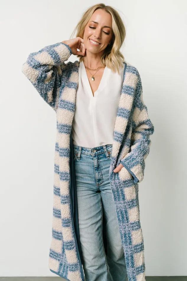 Women Outerwear Baltic Born Breckenridge Sherpa Long Cardigan Blue Plaid Women Outerwear Baltic Born Breckenridge Sherpa Long Cardigan Blue Plaid