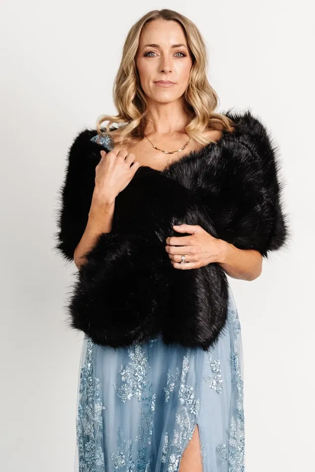 Women Outerwear Baltic Born Valerie Faux Fur Shawl Black