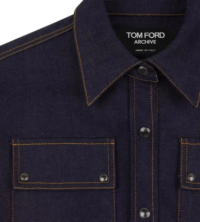 Women Outerwear Tom Ford Lightweight Denim Cropped Blouson Dark Indigo Women Outerwear Tom Ford Lightweight Denim Cropped Blouson Dark Indigo