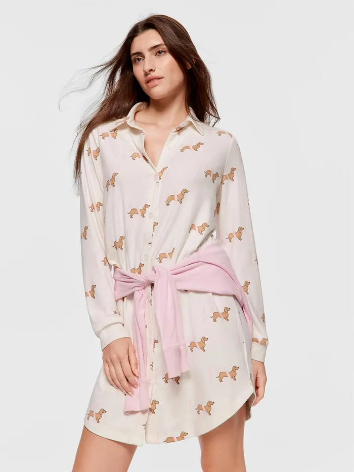 Women PA Penny Long Sleeve Plush Nightshirt Multi Peter Alexander Nighties