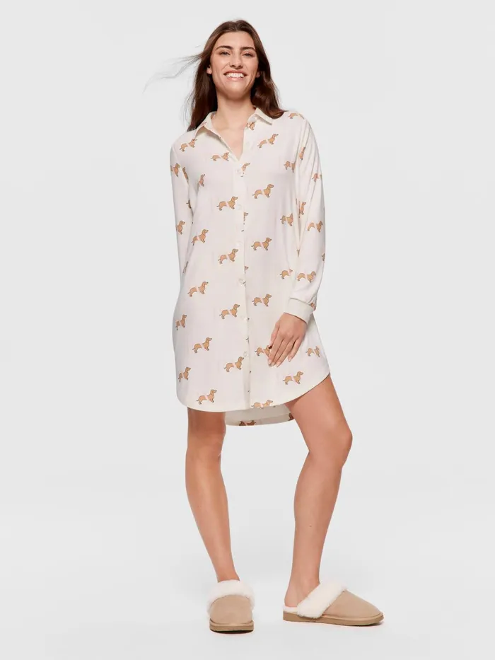 Women PA Penny Long Sleeve Plush Nightshirt Multi Peter Alexander Nighties