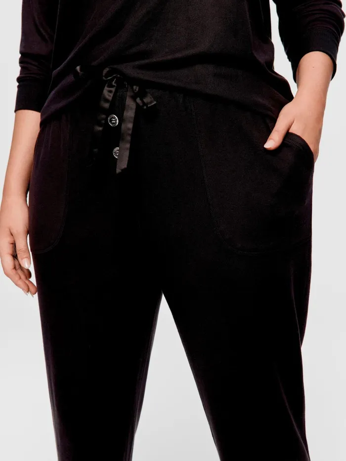 Women PA Plus Black Plush Easy Pj Pant Black Peter Alexander Lounge