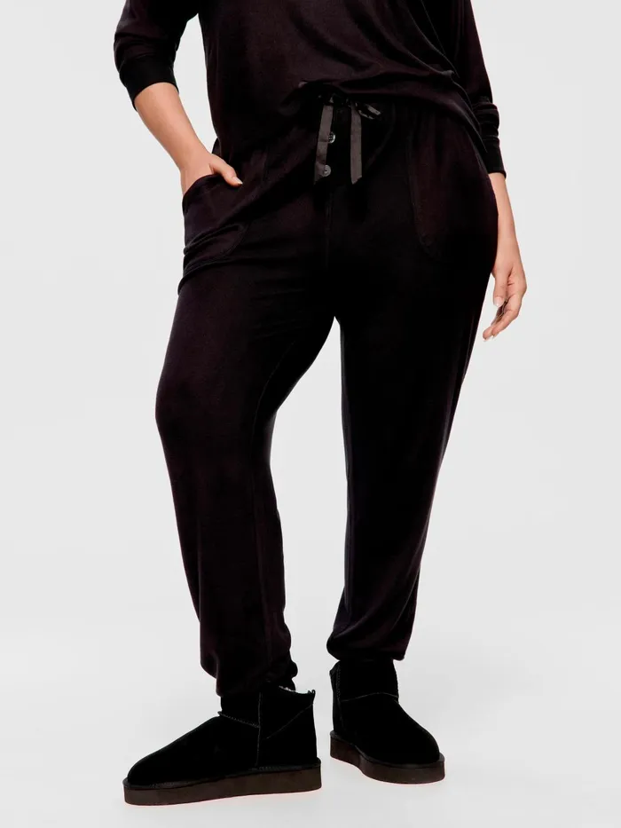 Women PA Plus Black Plush Easy Pj Pant Black Peter Alexander Lounge