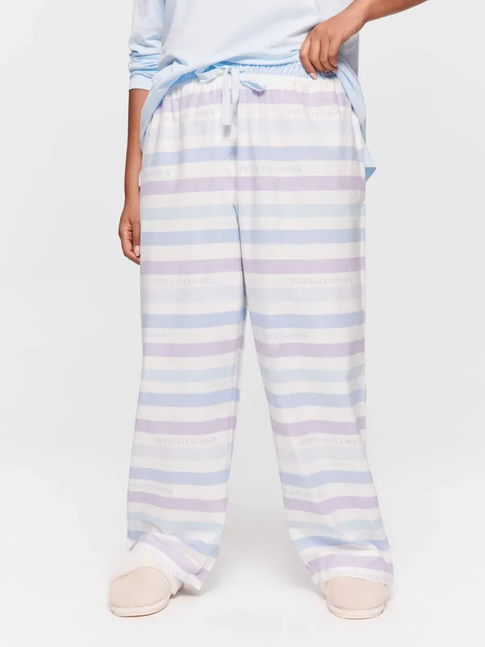 Women PA Plus Blue Branded Stripe Classic Flannelette Pj Pant Multi Peter Alexander Pants