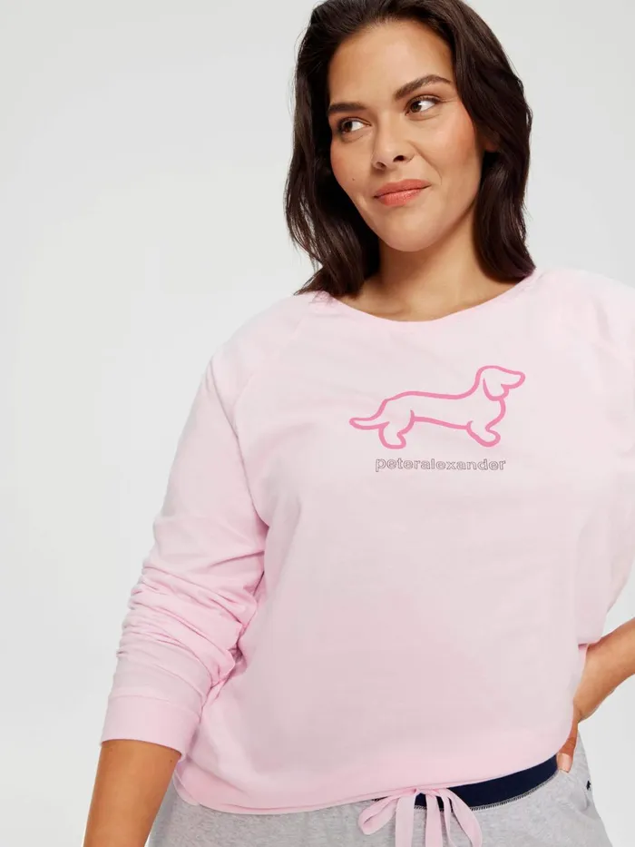 Women PA Plus Classic Long Sleeve Penny Tee Mid Pink Peter Alexander Classic Tops