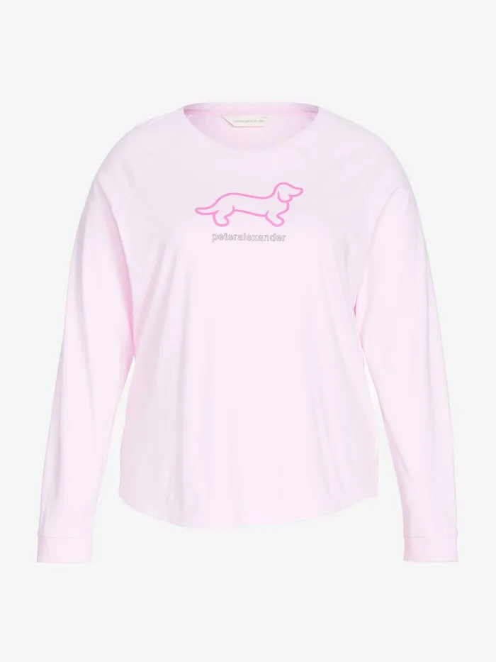 Women PA Plus Classic Long Sleeve Penny Tee Mid Pink Peter Alexander Classic Tops