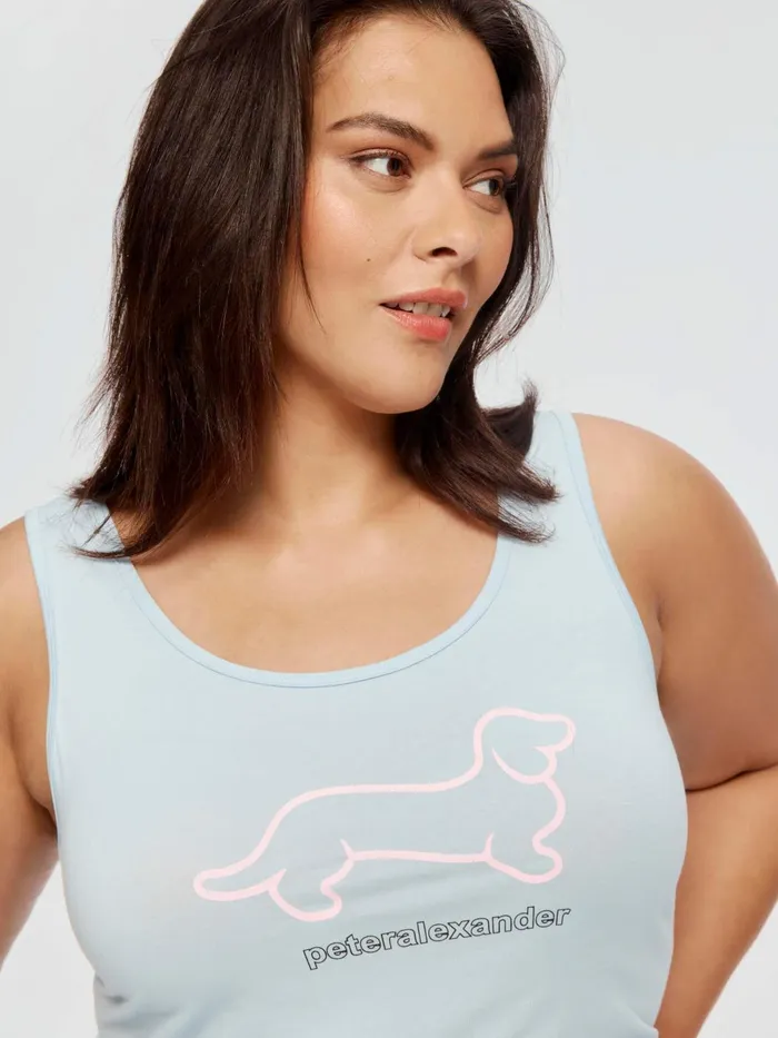 Women PA Plus Classic Penny Logo Tank Pale Blue Peter Alexander Classic Tops