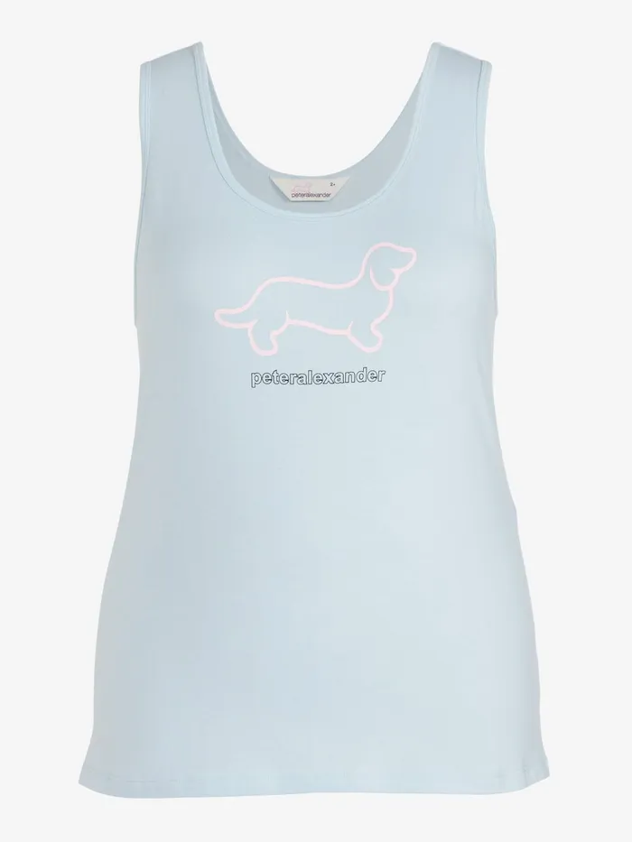 Women PA Plus Classic Penny Logo Tank Pale Blue Peter Alexander Classic Tops
