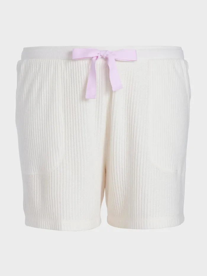Women PA Plus Cream Brushed Waffle Long Short Cream Peter Alexander Shorts