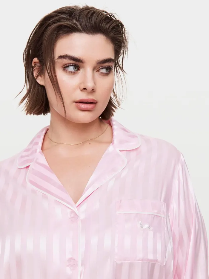 Women PA Plus Long Pink Chic Stripe Pj Set Pink Peter Alexander Sets and Onesies