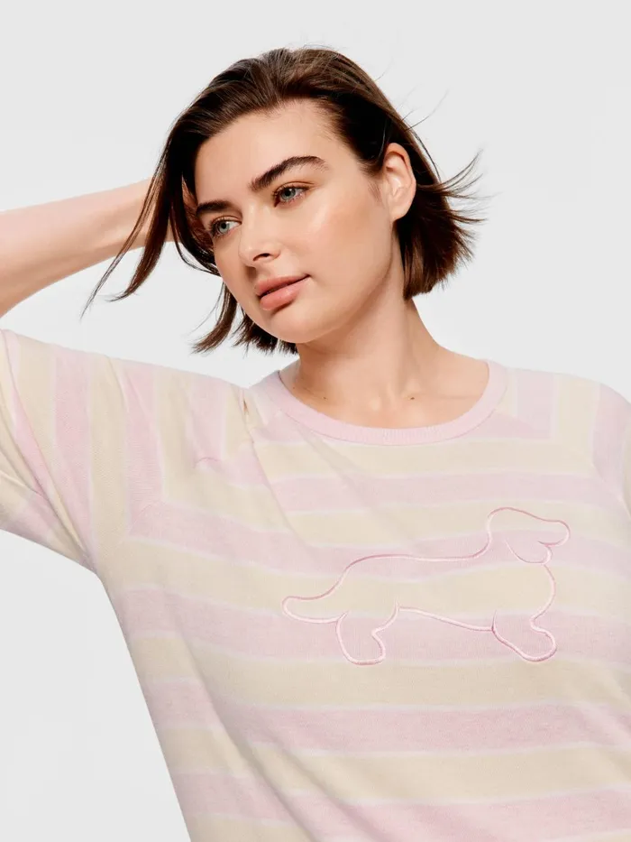 Women PA Plus Pastel Fuzzy Oversized Tee Multi Peter Alexander Tops