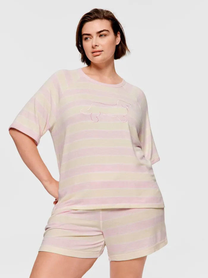 Women PA Plus Pastel Fuzzy Oversized Tee Multi Peter Alexander Tops