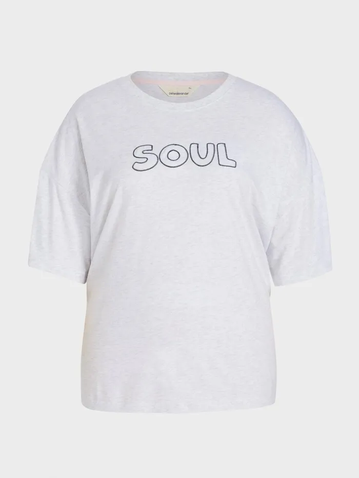 Women PA Plus Soul Oversized Tee Lt Grey Peter Alexander Tops