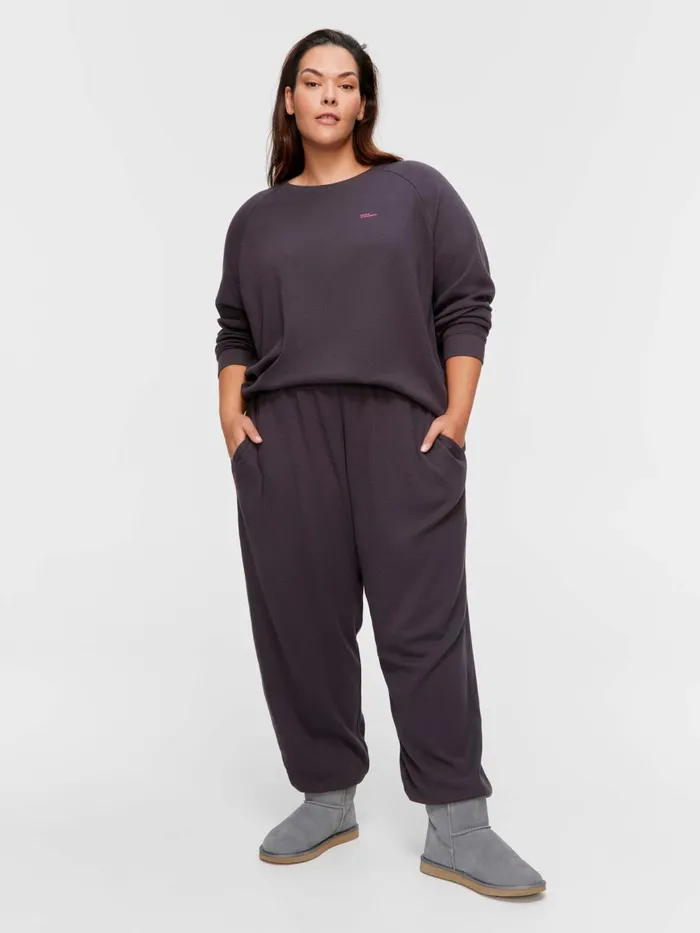 Women PA Plus Waffle Track Pj Pant Charcoal Peter Alexander Lounge