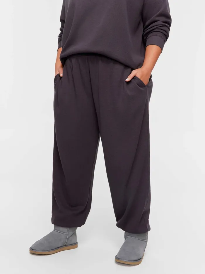 Women PA Plus Waffle Track Pj Pant Charcoal Peter Alexander Lounge
