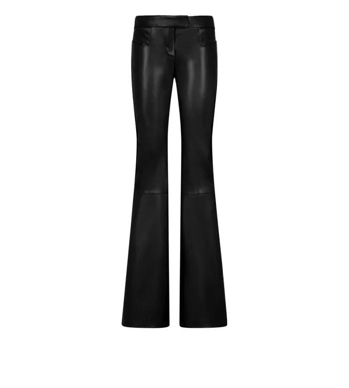 Women Pants and Shorts Tom Ford Leather and Velvet Flared Pants Black