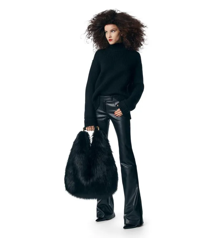 Women Pants and Shorts Tom Ford Leather and Velvet Flared Pants Black Women Pants and Shorts Tom Ford Leather and Velvet Flared Pants Black