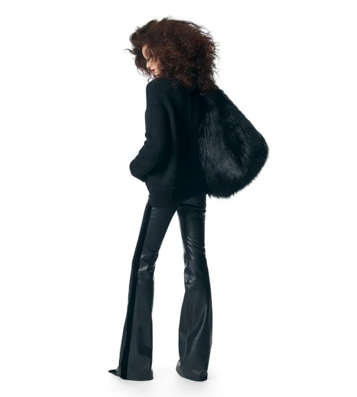 Women Pants and Shorts Tom Ford Leather and Velvet Flared Pants Black Women Pants and Shorts Tom Ford Leather and Velvet Flared Pants Black