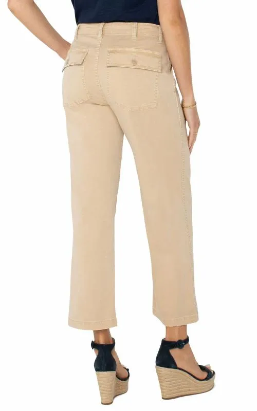 Women Pants Liverpool Los Angeles Cargo Wide Leg Crop Cappuccino