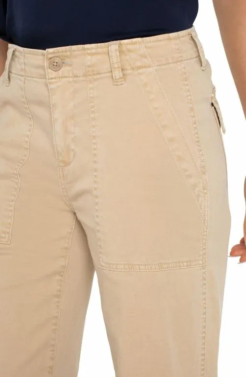 Women Pants Liverpool Los Angeles Cargo Wide Leg Crop Cappuccino