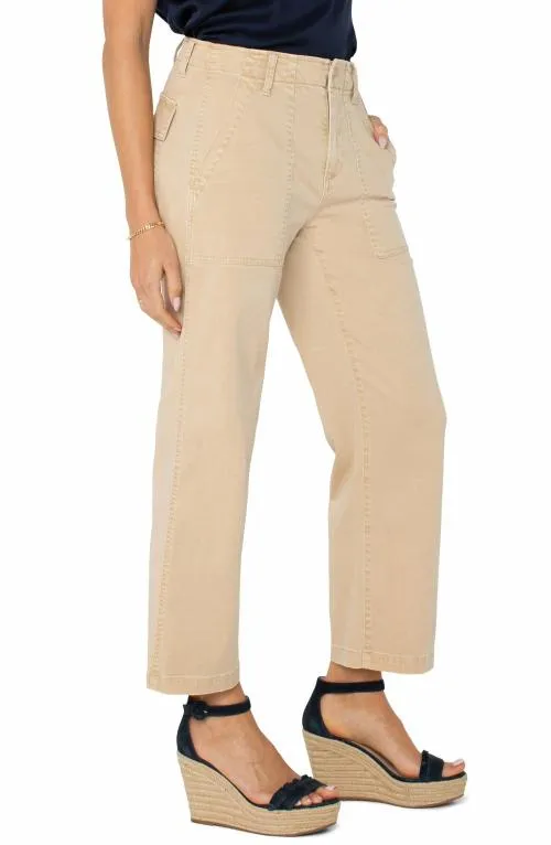 Women Pants Liverpool Los Angeles Cargo Wide Leg Crop Cappuccino