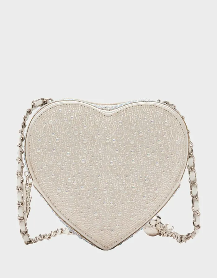 Women PEARL HEART SPARKLER CROSSBODY SILVER Betsey Johnson