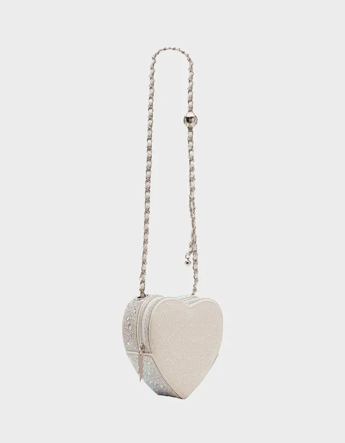 Women PEARL HEART SPARKLER CROSSBODY SILVER Betsey Johnson Women PEARL HEART SPARKLER CROSSBODY SILVER Betsey Johnson