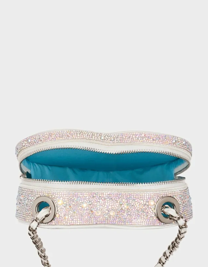 Women PEARL HEART SPARKLER CROSSBODY SILVER Betsey Johnson Women PEARL HEART SPARKLER CROSSBODY SILVER Betsey Johnson