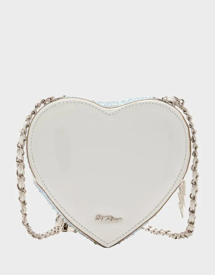 Women PEARL HEART SPARKLER CROSSBODY SILVER Betsey Johnson Women PEARL HEART SPARKLER CROSSBODY SILVER Betsey Johnson