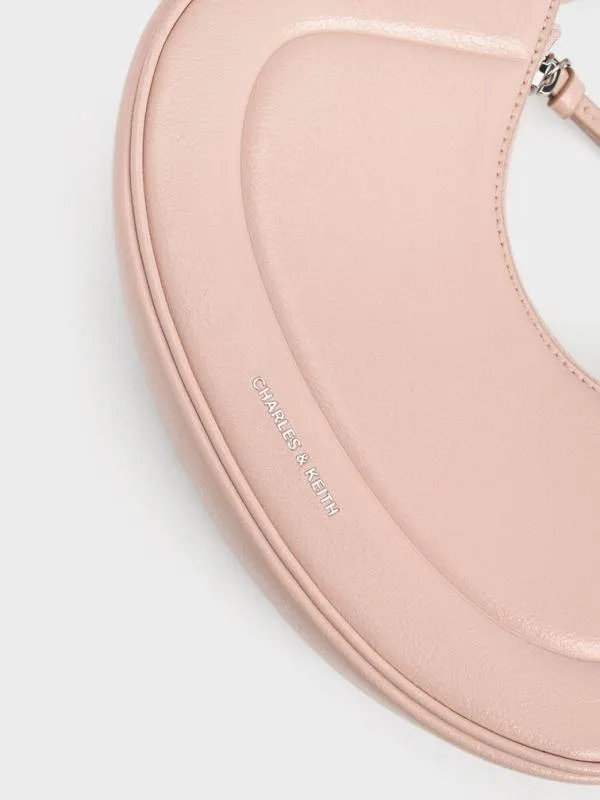 Women Petra Curved Shoulder Bag 8211 Pink CHARLES and KEITH Shoulder Bags
