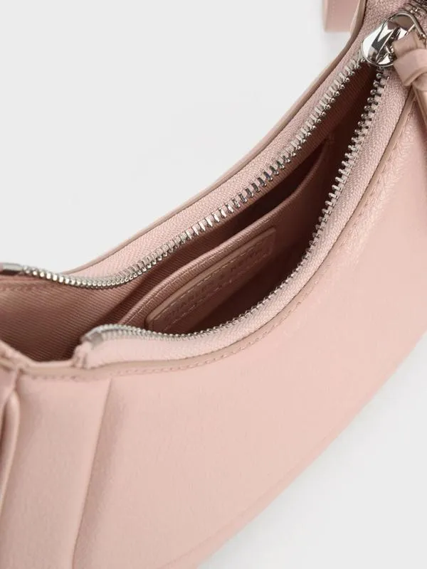Women Petra Curved Shoulder Bag 8211 Pink CHARLES and KEITH Shoulder Bags