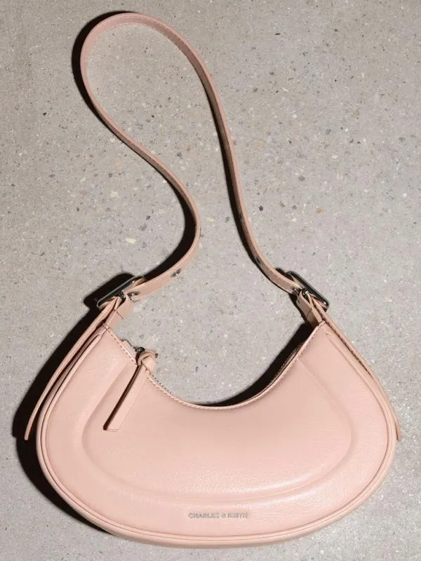 Women Petra Curved Shoulder Bag 8211 Pink CHARLES and KEITH Shoulder Bags