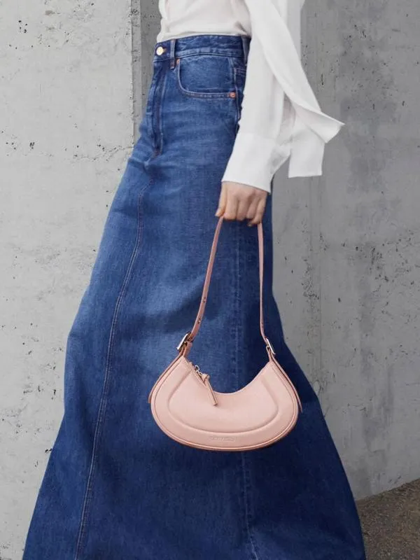 Women Petra Curved Shoulder Bag 8211 Pink CHARLES and KEITH Shoulder Bags