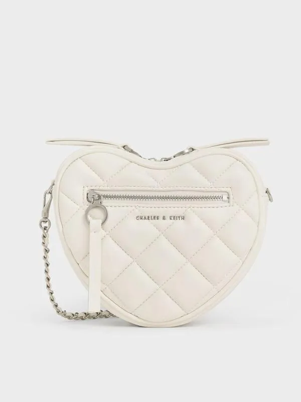 Women Philomena Quilted Heart Crossbody Bag 8211 Cream CHARLES and KEITH Crossbody Bags Women Philomena Quilted Heart Crossbody Bag 8211 Cream CHARLES and KEITH Crossbody Bags