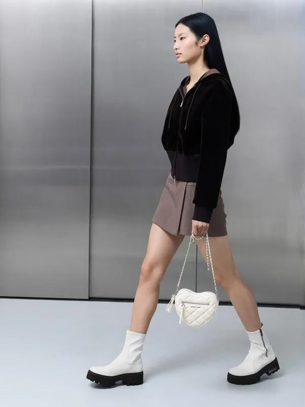 Women Philomena Quilted Heart Crossbody Bag 8211 Cream CHARLES and KEITH Crossbody Bags