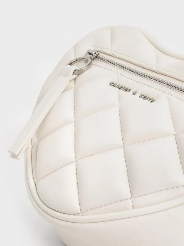Women Philomena Quilted Heart Crossbody Bag 8211 Cream CHARLES and KEITH Crossbody Bags