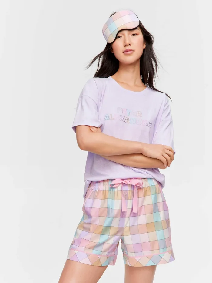 Women Pink Bold Check Mid Short Multi Peter Alexander Shorts