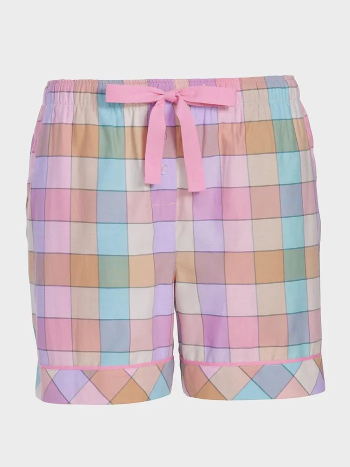 Women Pink Bold Check Mid Short Multi Peter Alexander Shorts
