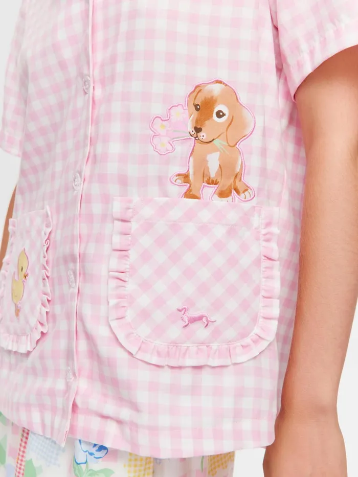 Women Pink Gingham Short Sleeve Shirt Multi Peter Alexander Tops