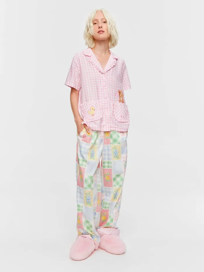 Women Pink Gingham Short Sleeve Shirt Multi Peter Alexander Tops