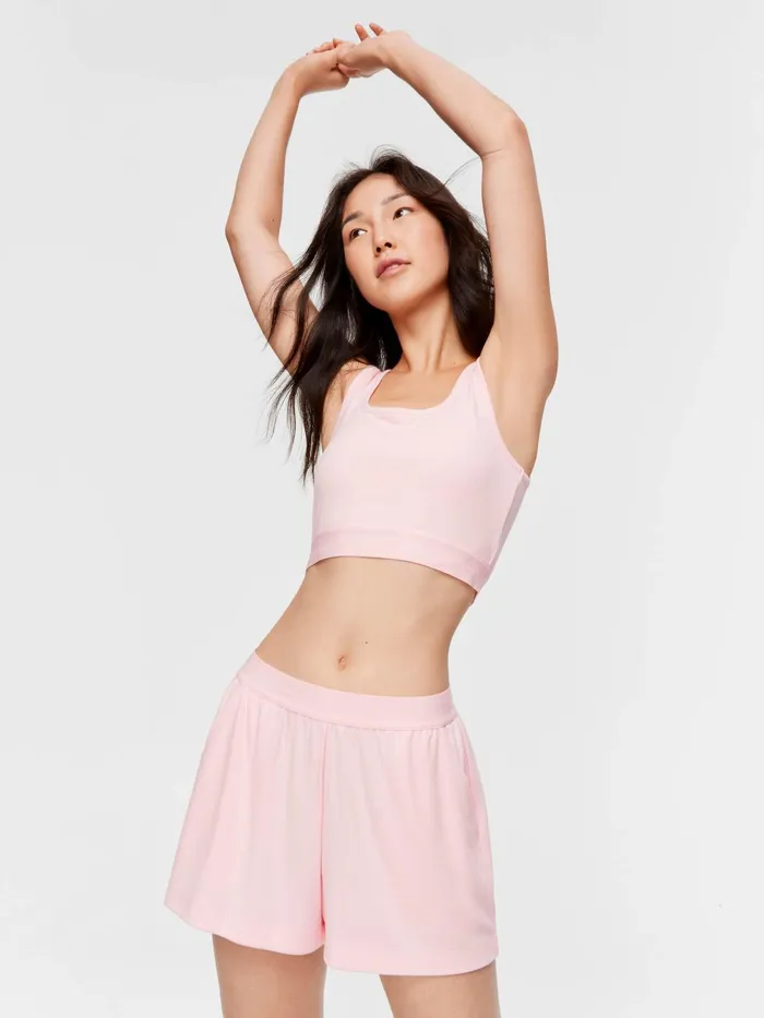 Women Pink Logo Mid Short Pale Pink Peter Alexander Shorts